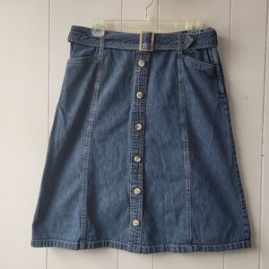 Vintage 90s Jean Skirt Midi Northern Reflections 100%cotton with Belt